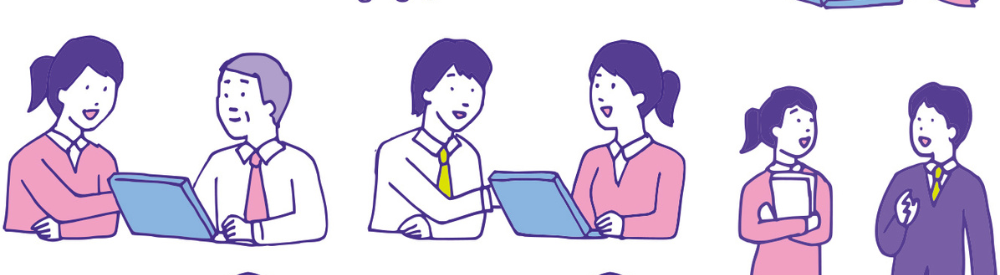 パソコンを囲んで打ち合わせをする営業チームのイラスト
地域密着をうたう不動産会社の多くは、住民との距離を近く保とうと心がける